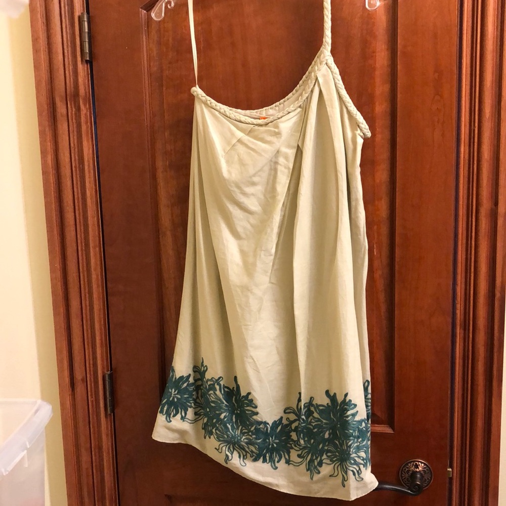Single braided strap dress with embroidery
